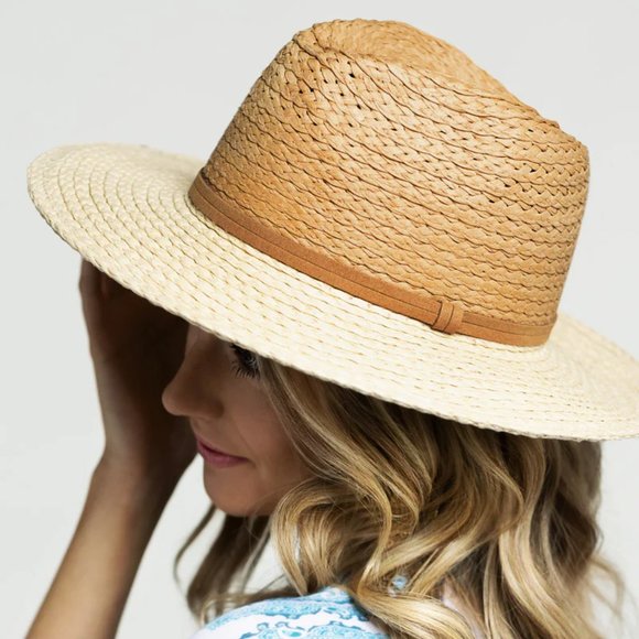 Trendy Unique Duo Tone Panama Hat Suede Accent Band main image 4